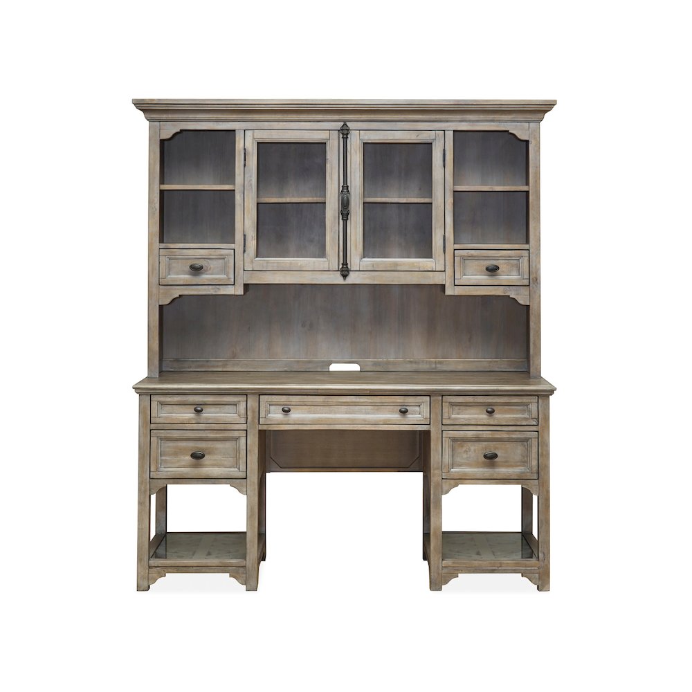 Tinley Park Dove Tail Grey Desk With Hutch. Picture 2
