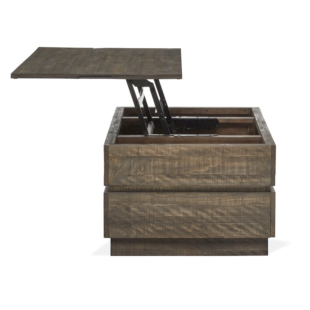 Baisden Tobacco Lift Top Storage Cocktail Table With Casters. Picture 5