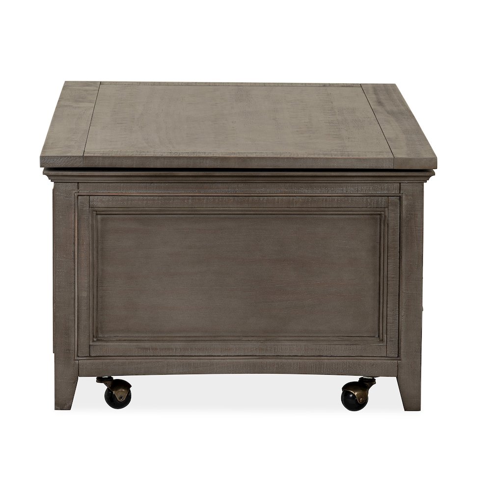 Paxton Place Dovetail Grey Lift Top Storage Cocktail Table With Casters. Picture 4