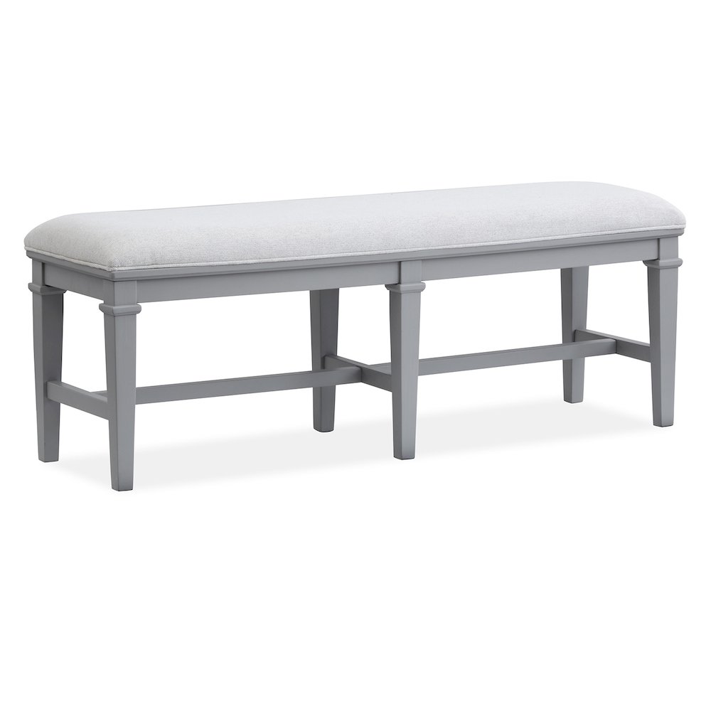Charleston Harbor Gray Grey Upholstered Bench. Picture 1