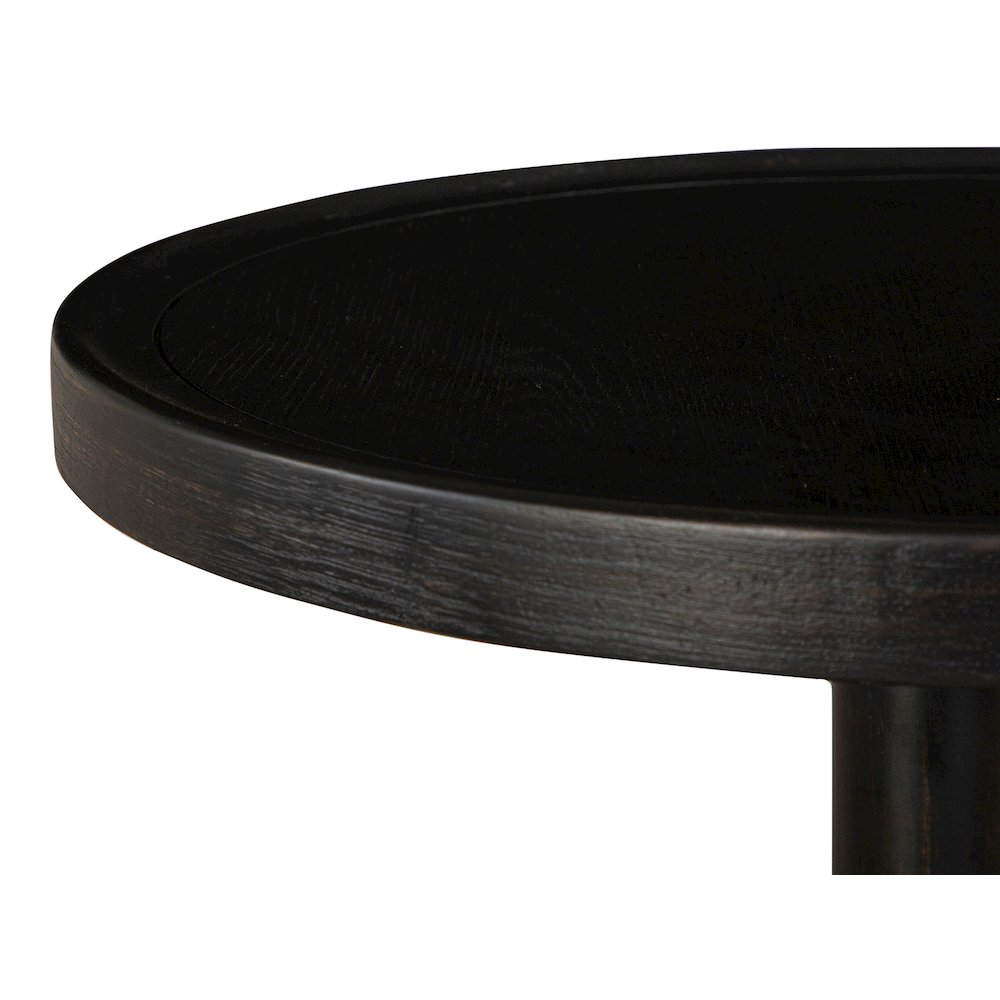 Lindon Coffee Bean Round Pedestal Accent End Table. Picture 5