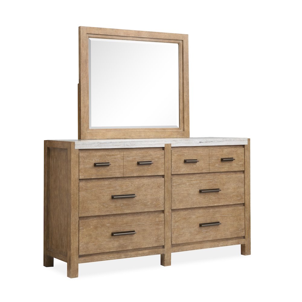 Plum Creek Sierra Brown Drawer Dresser With Landscape Mirror. Picture 1