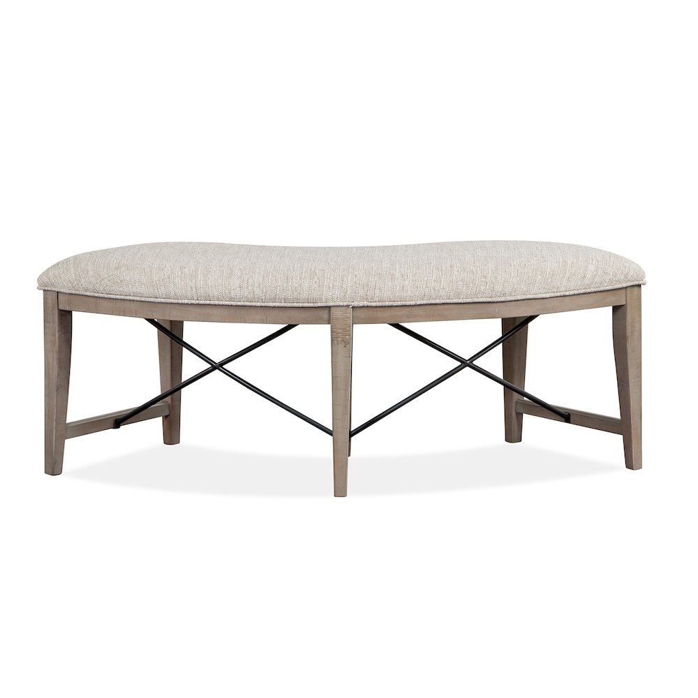 Paxton Place Dovetail Grey Upholstered Curved Bench. Picture 3