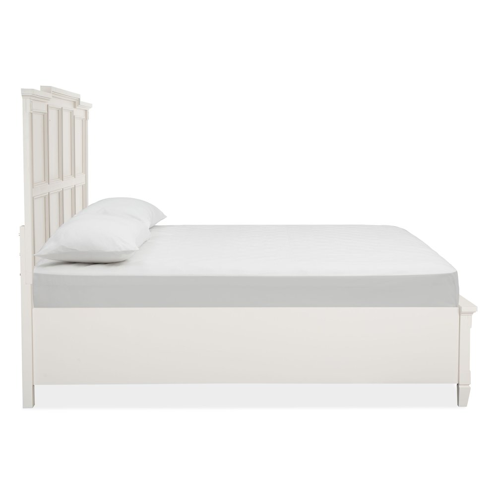 Willowbrook Egg Shell White With Slight Rub Through King Panel Storage Bed. Picture 4