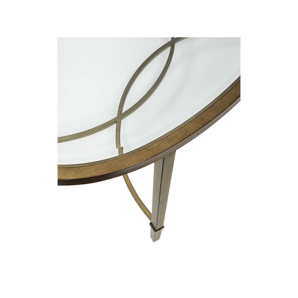 Copia Antiqued Silver With Gold Tint Oval Cocktail Table. Picture 4