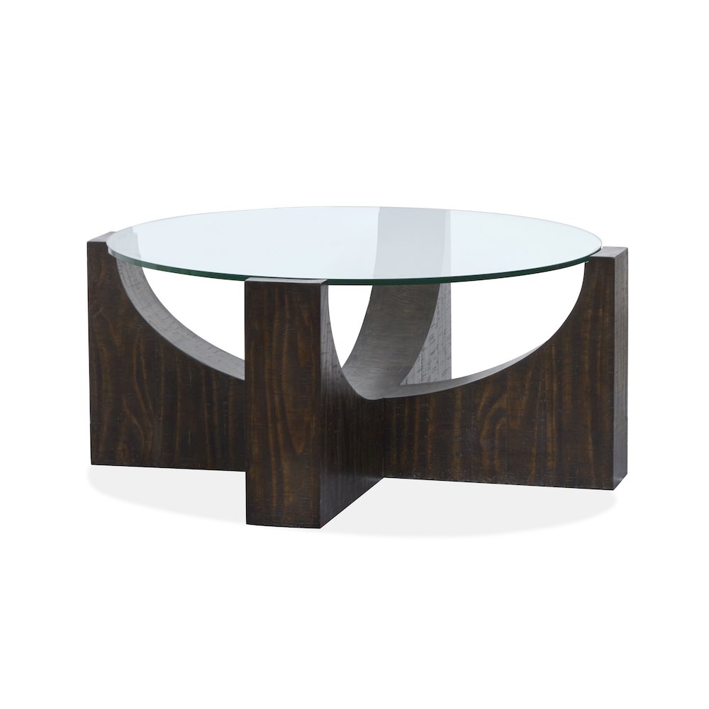 Beckham Rustic Tavern Round Cocktail Table With Casters. Picture 1