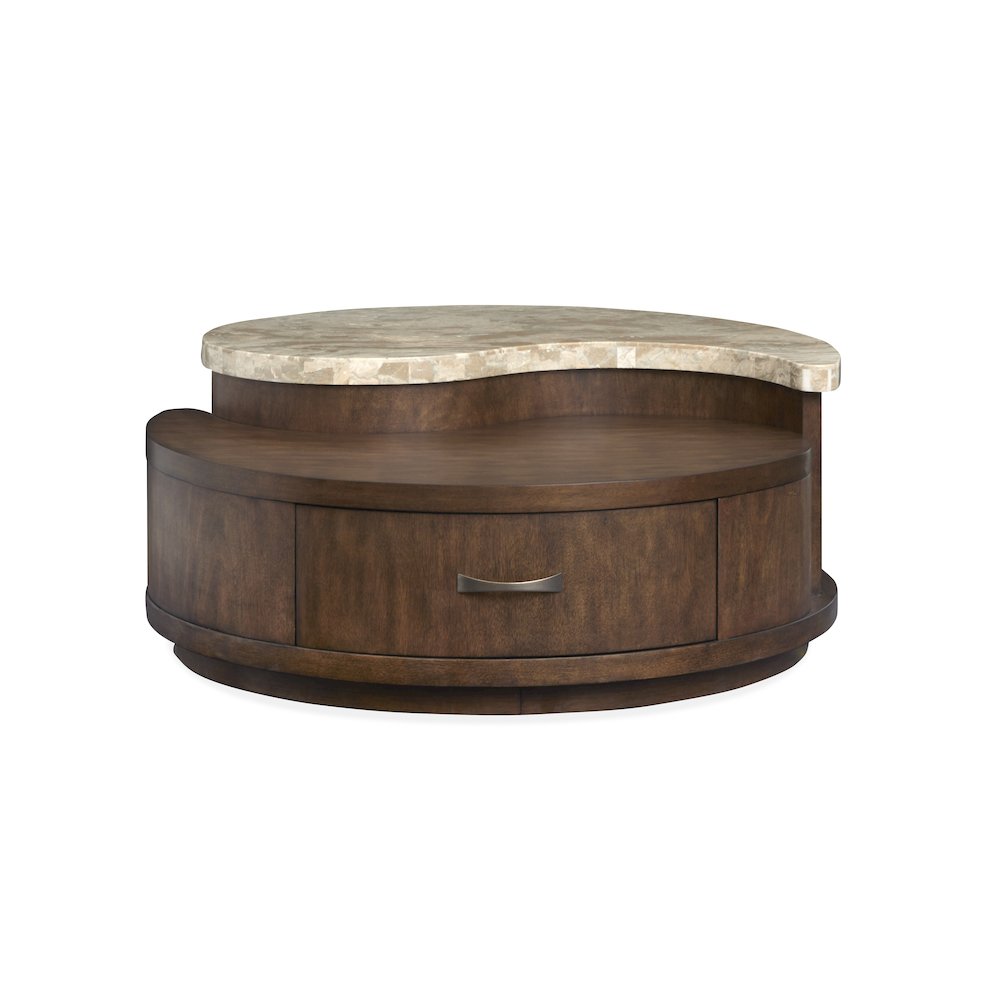Mcpherson Burnt Umber Round Cocktail Table With Casters. Picture 10