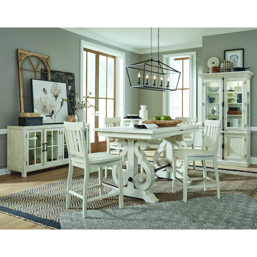 Alabaster And Toasted Nutmeg Extendable Rectangular Counter Height Dining Table. Picture 10