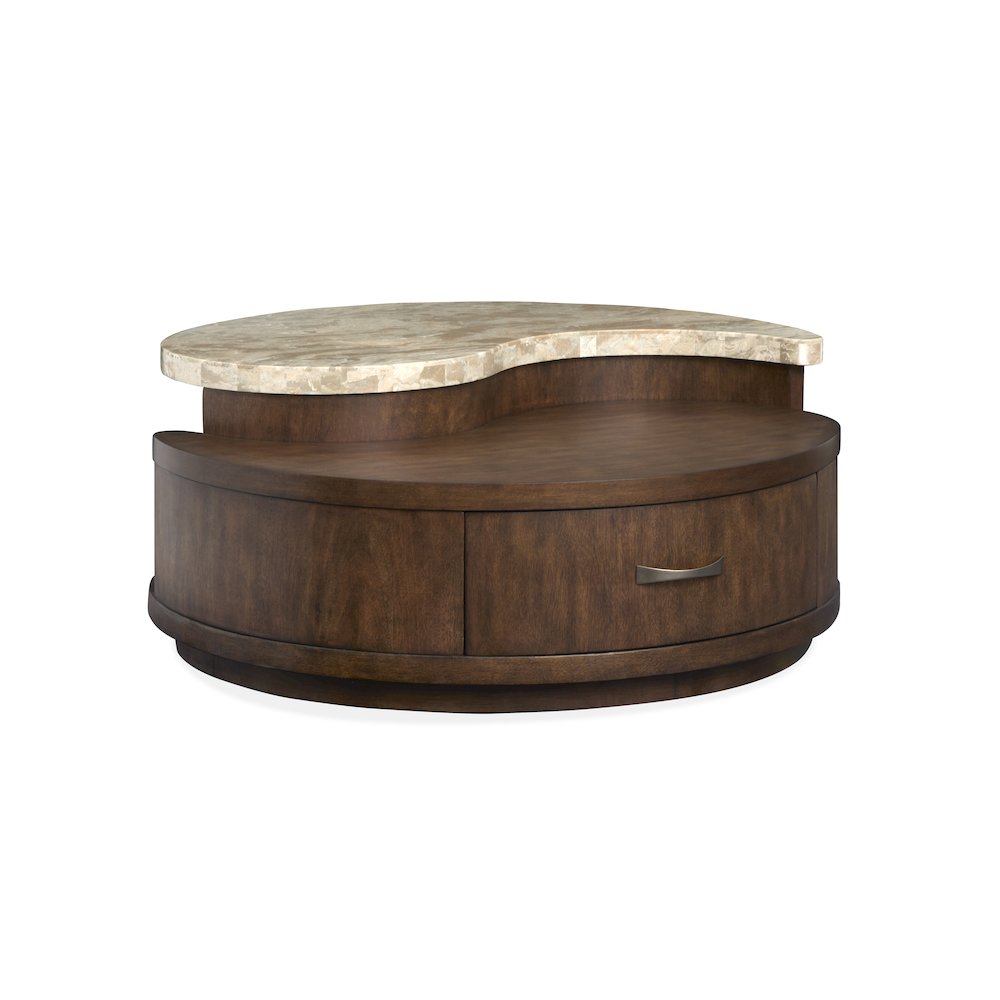 Mcpherson Burnt Umber Round Cocktail Table With Casters. Picture 8