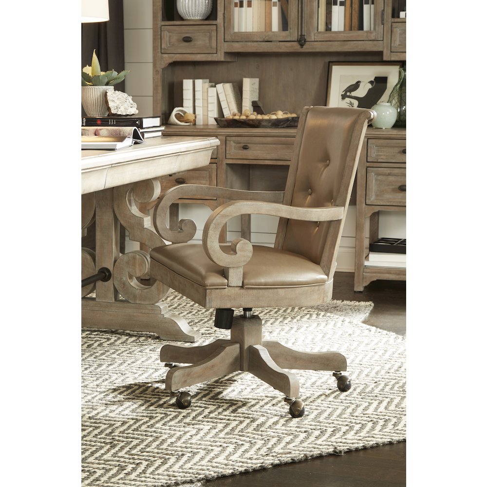 Tinley Park Dove Tail Grey Fully Upholstered Swivel Chair. Picture 4