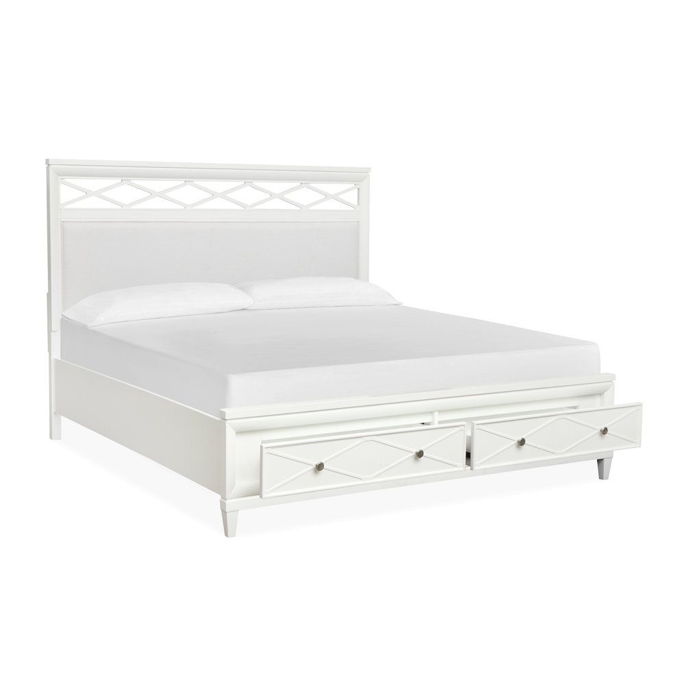 Springhouse Whisper White Queen Upholstered Panel Storage Bed. Picture 2