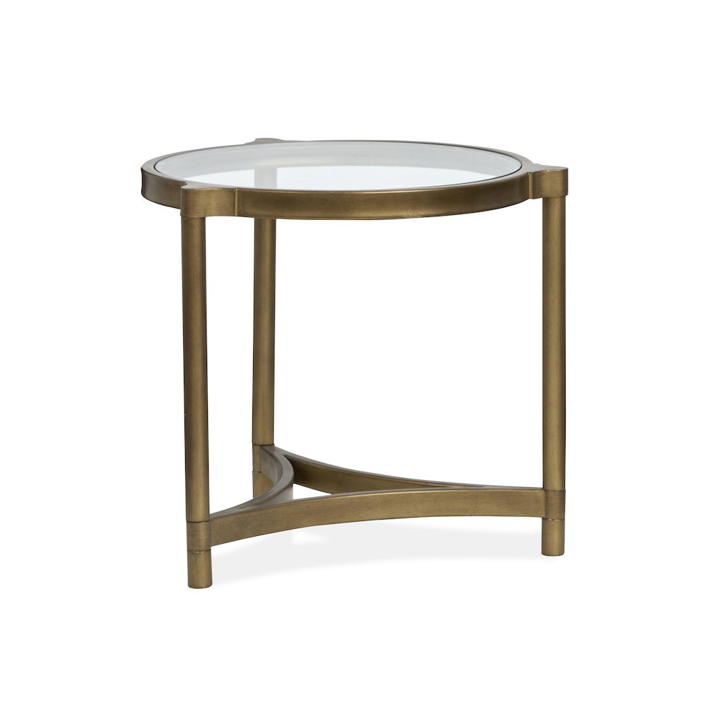 Cassidy Aged Brass And Volakas Classic Round End Table. Picture 2