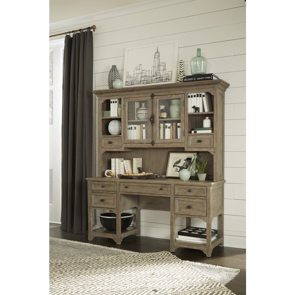 Tinley Park Dove Tail Grey Desk With Hutch. Picture 5