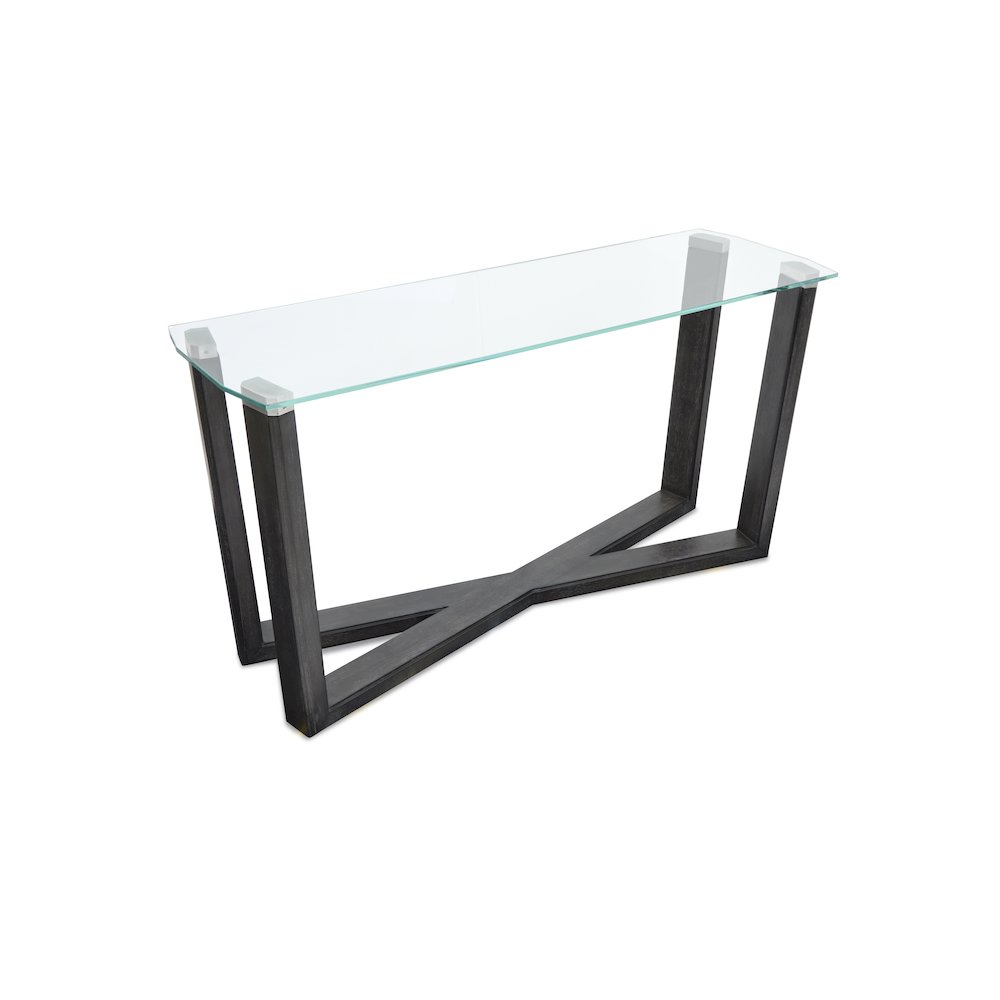 Wexler Black Truffle And Clear Glass Rectangular Sofa Table. Picture 2