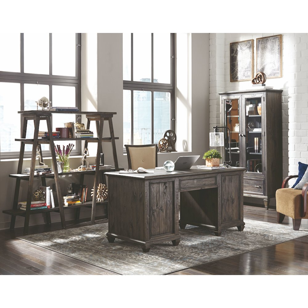 Sutton Place Weathered Charcoal Executive Desk. Picture 5