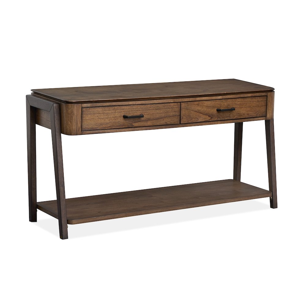Hallie Milk Chocolate And Dark Chocolate Rectangular Sofa Table. Picture 1