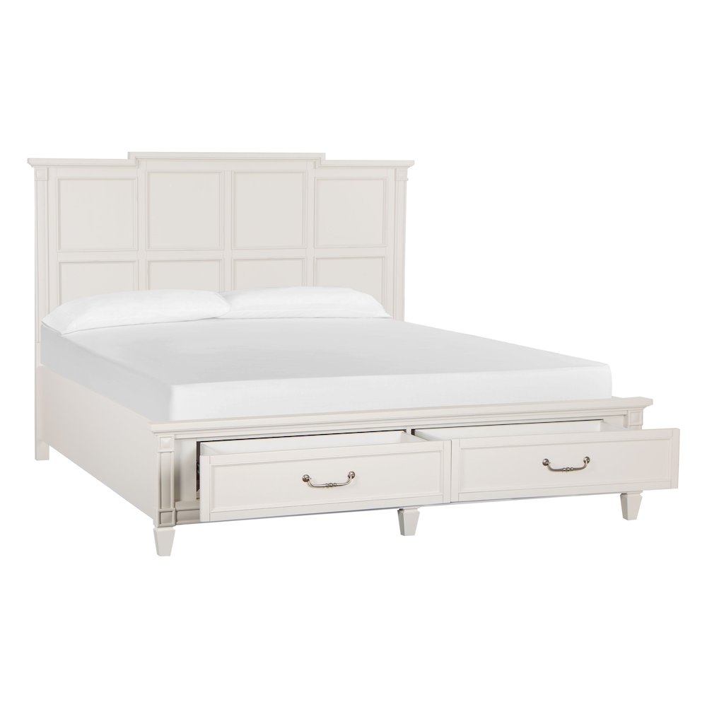 Willowbrook Egg Shell White With Slight Rub Through King Panel Storage Bed. Picture 2