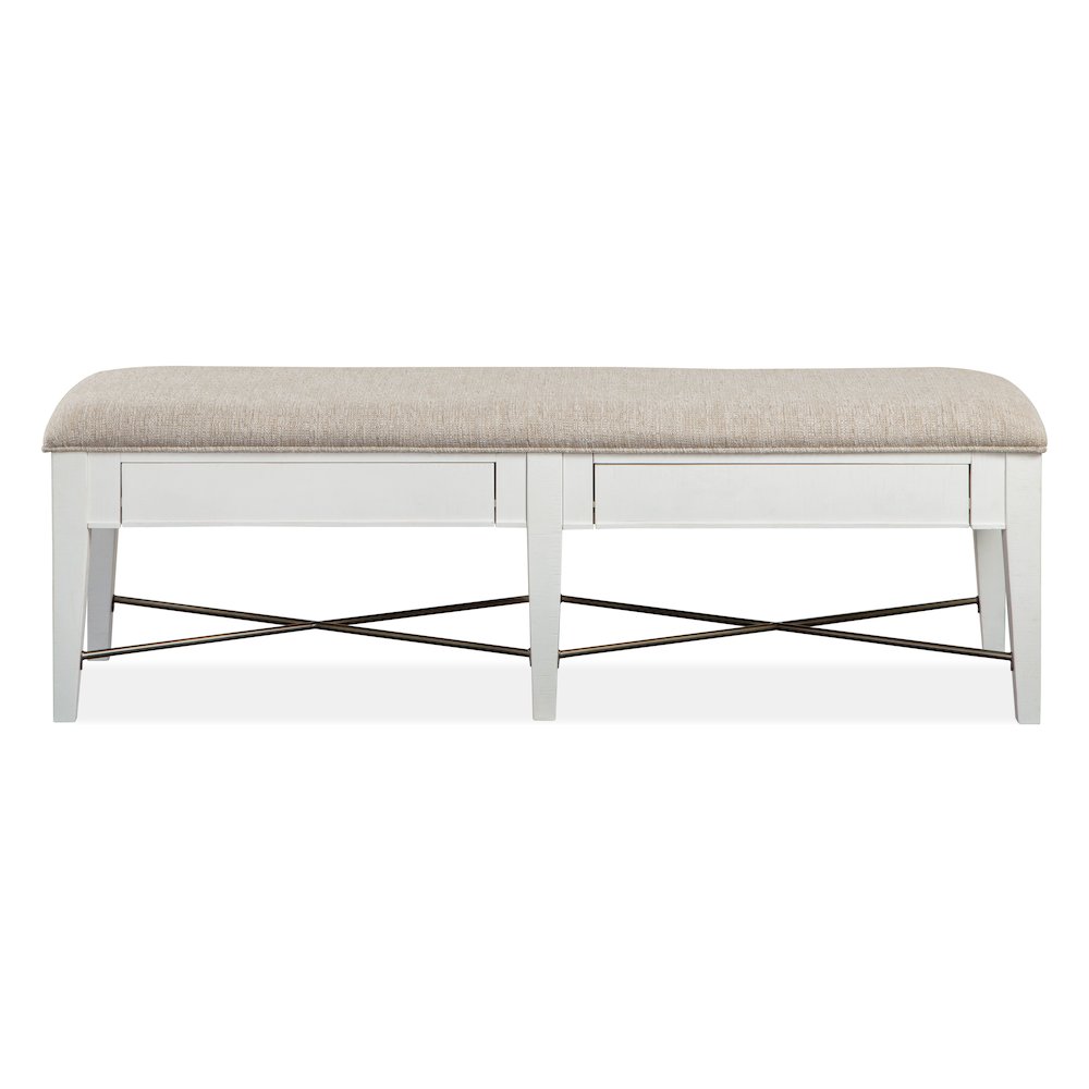 Heron Cove Chalk White And Dovetail Grey Upholstered Bench. Picture 2