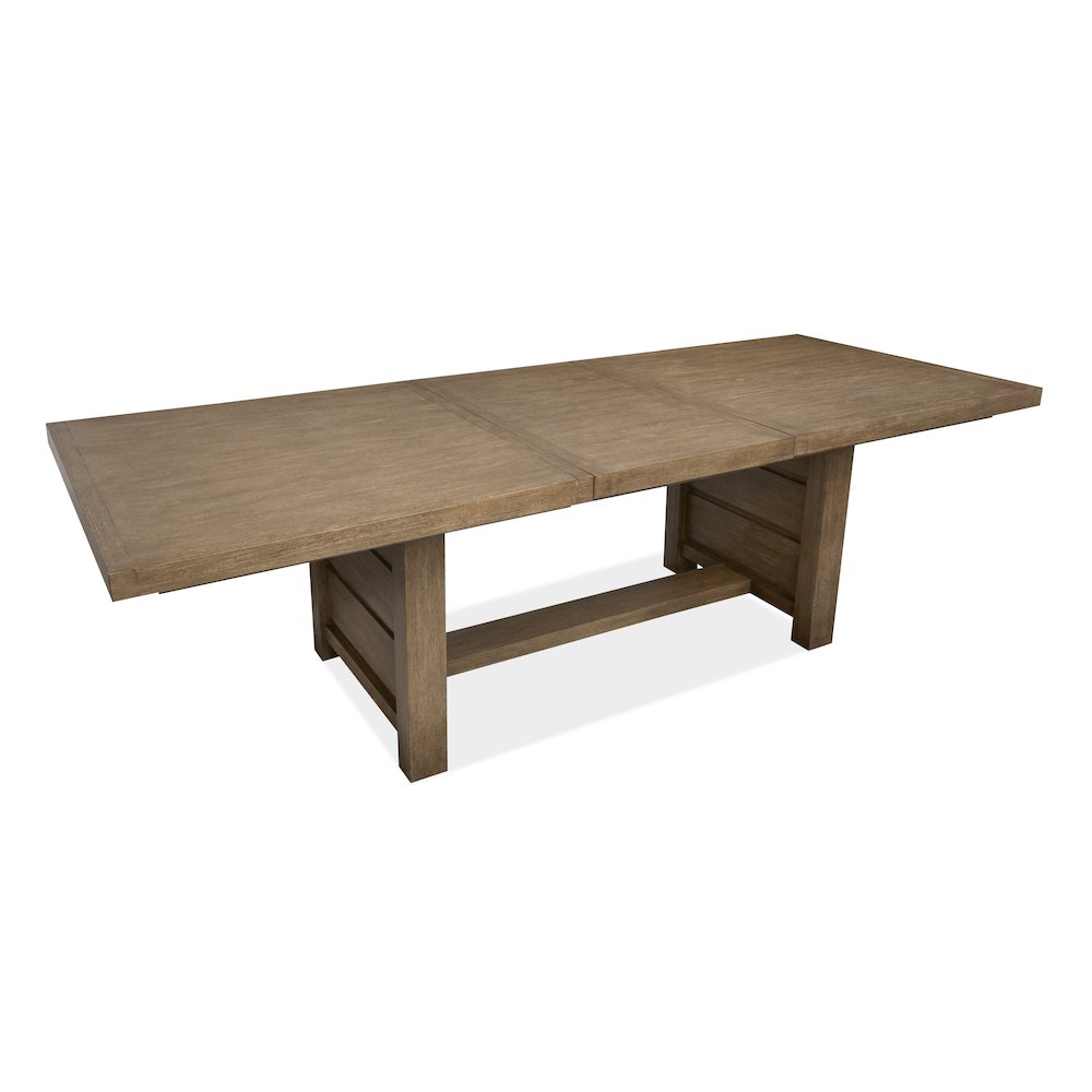 Plum Creek Sierra Brown Extendable Trestle Dining Table. Picture 9