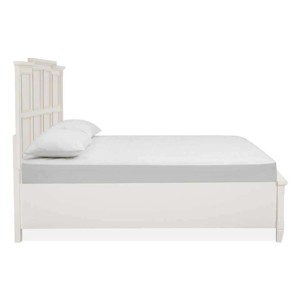 Willowbrook Egg Shell White With Slight Rub Through Queen Panel Storage Bed. Picture 4