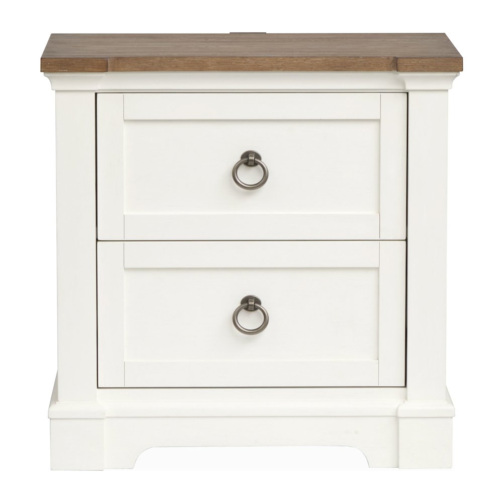 Kingston Whisper White And Cerused Nutmeg Drawer Nightstand. Picture 2