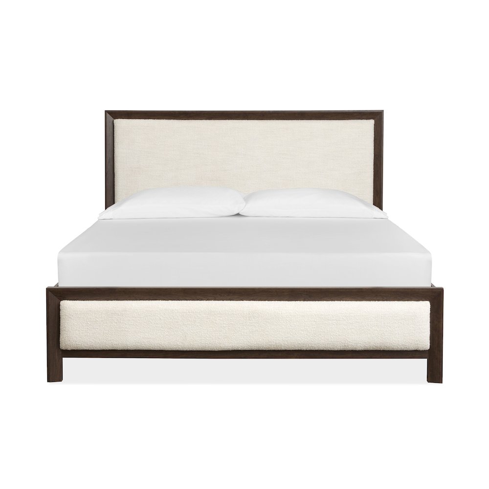 Llewellyn Columbian Walnut Queen Upholstered Panel Bed. Picture 2