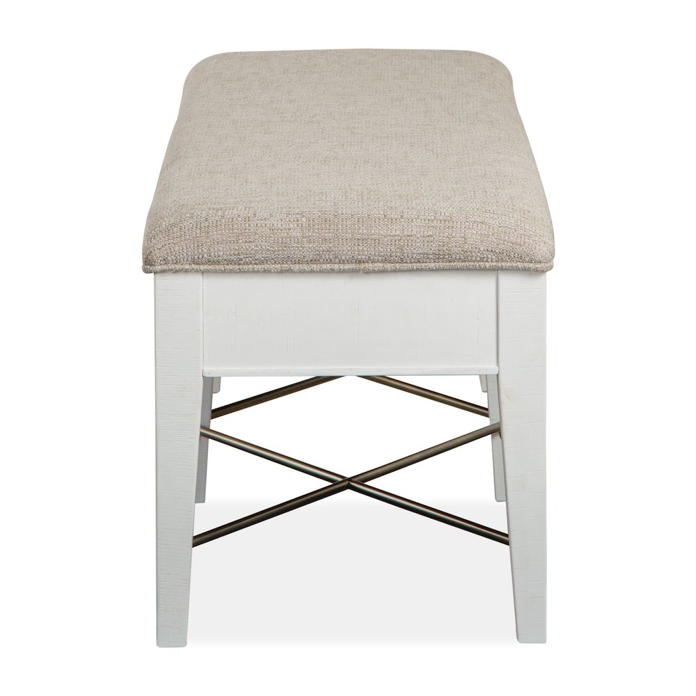 Heron Cove Chalk White And Dovetail Grey Upholstered Bench. Picture 4
