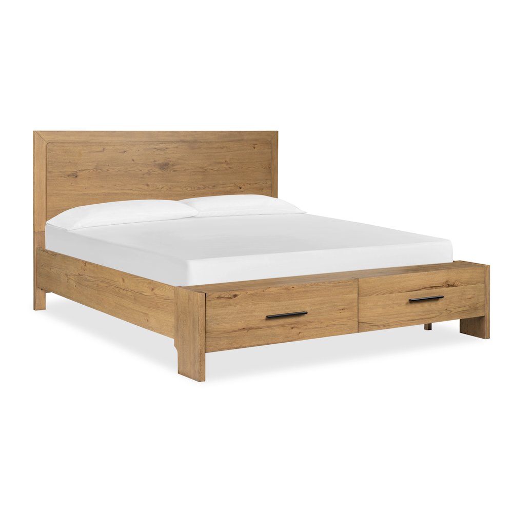 Davenport Rustic Caramel King Panel Storage Bed. Picture 1