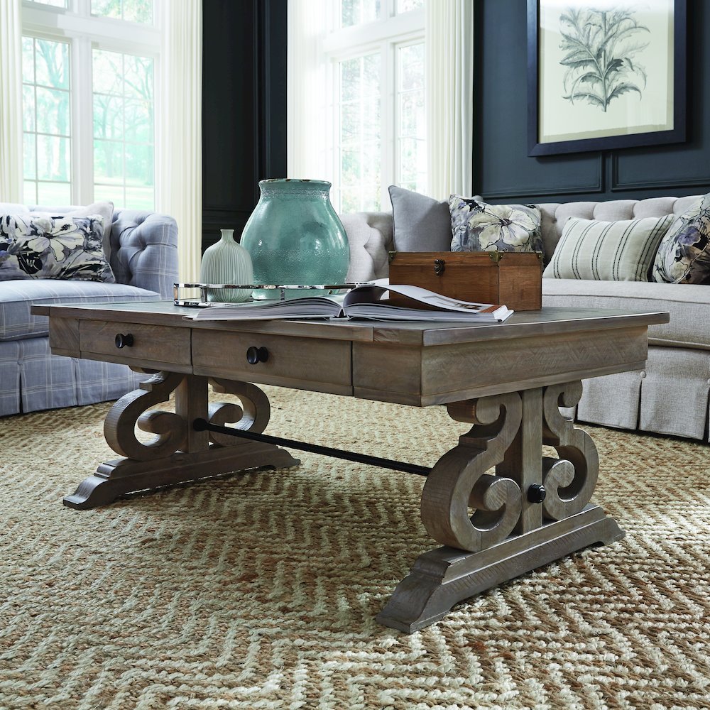 Tinley Park Dove Tail Grey Rectangular Cocktail Table. Picture 3