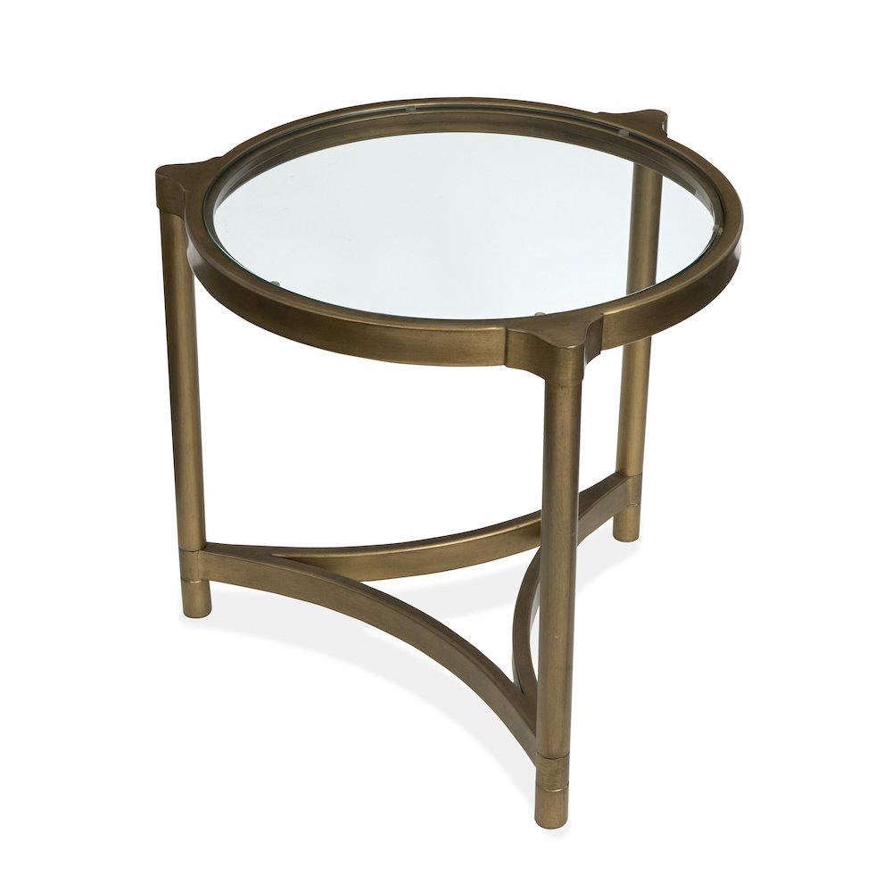 Cassidy Aged Brass And Volakas Classic Round End Table. Picture 3