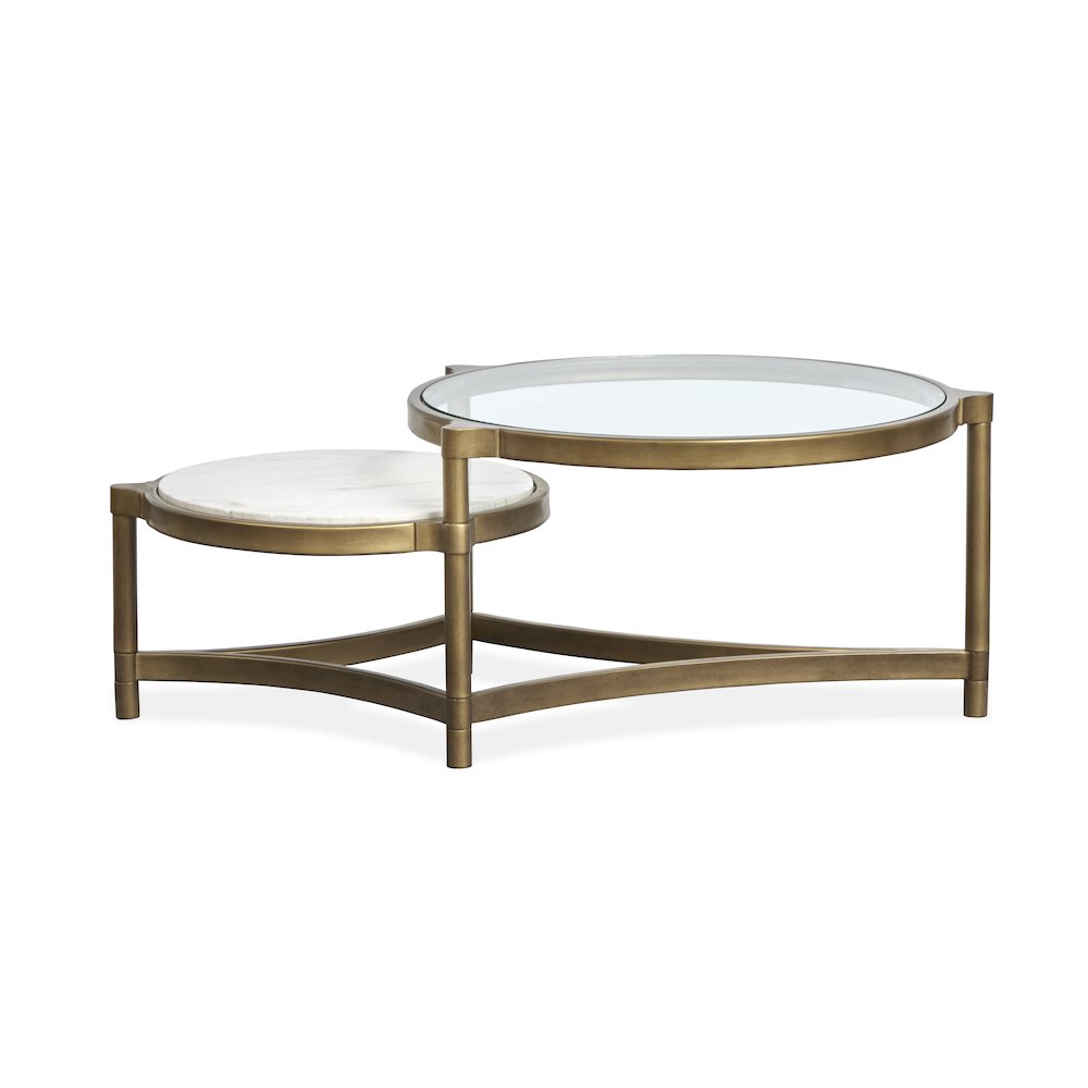 Cassidy Aged Brass And Volakas Classic Shaped Cocktail Table. Picture 5