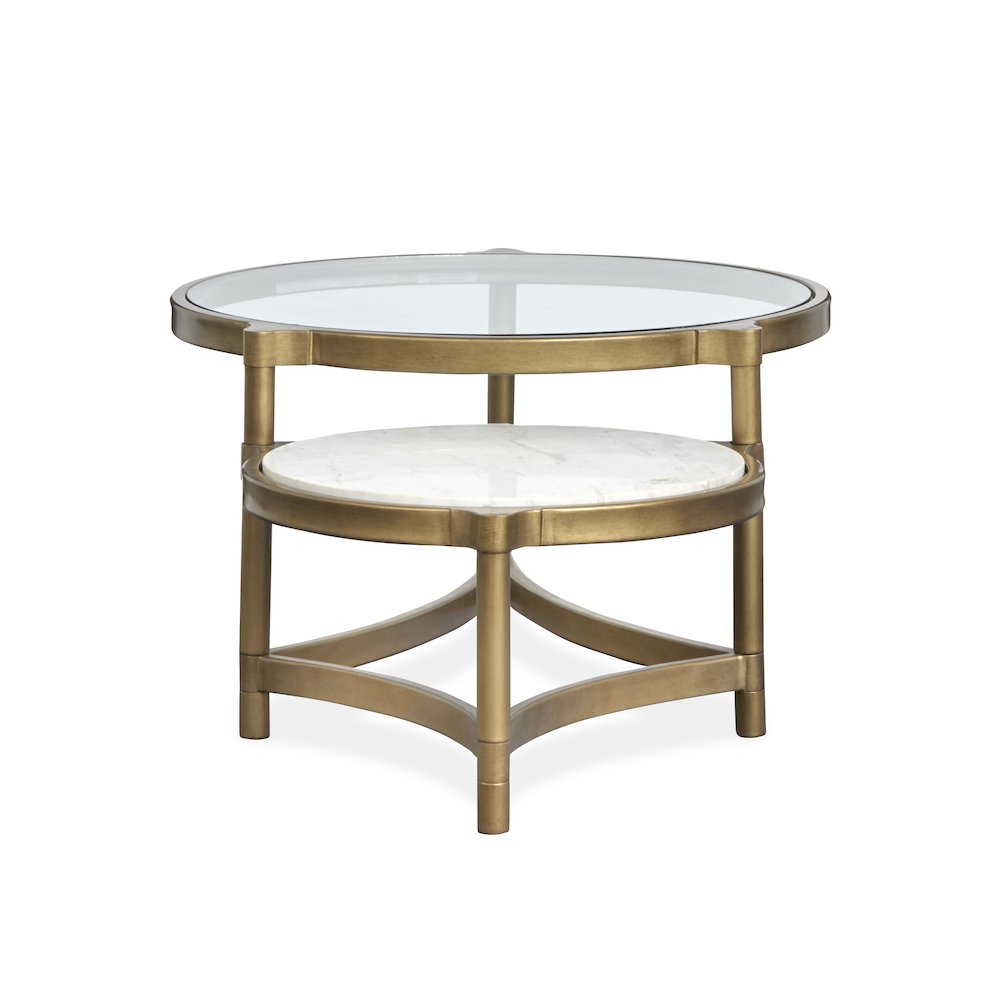 Cassidy Aged Brass And Volakas Classic Shaped Cocktail Table. Picture 6