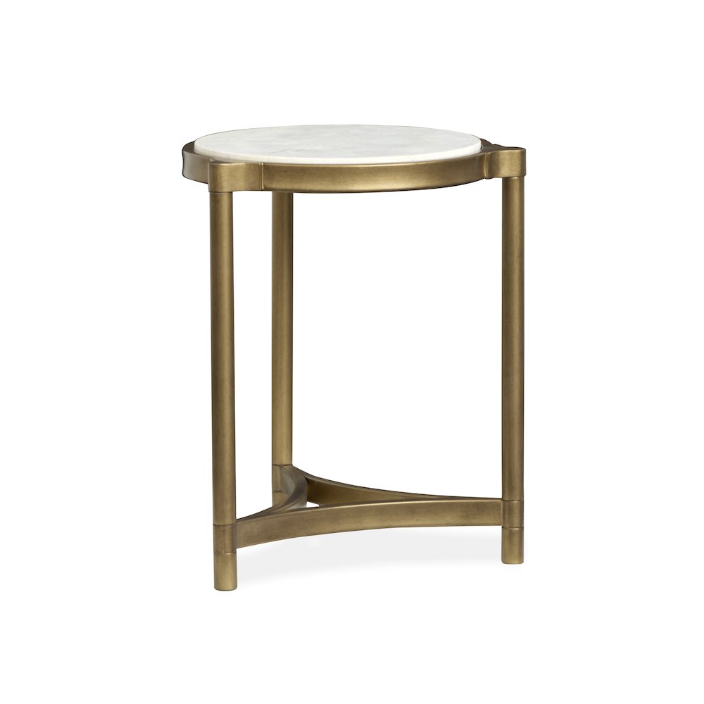Cassidy Aged Brass And Volakas Classic Round Accent Table. Picture 2