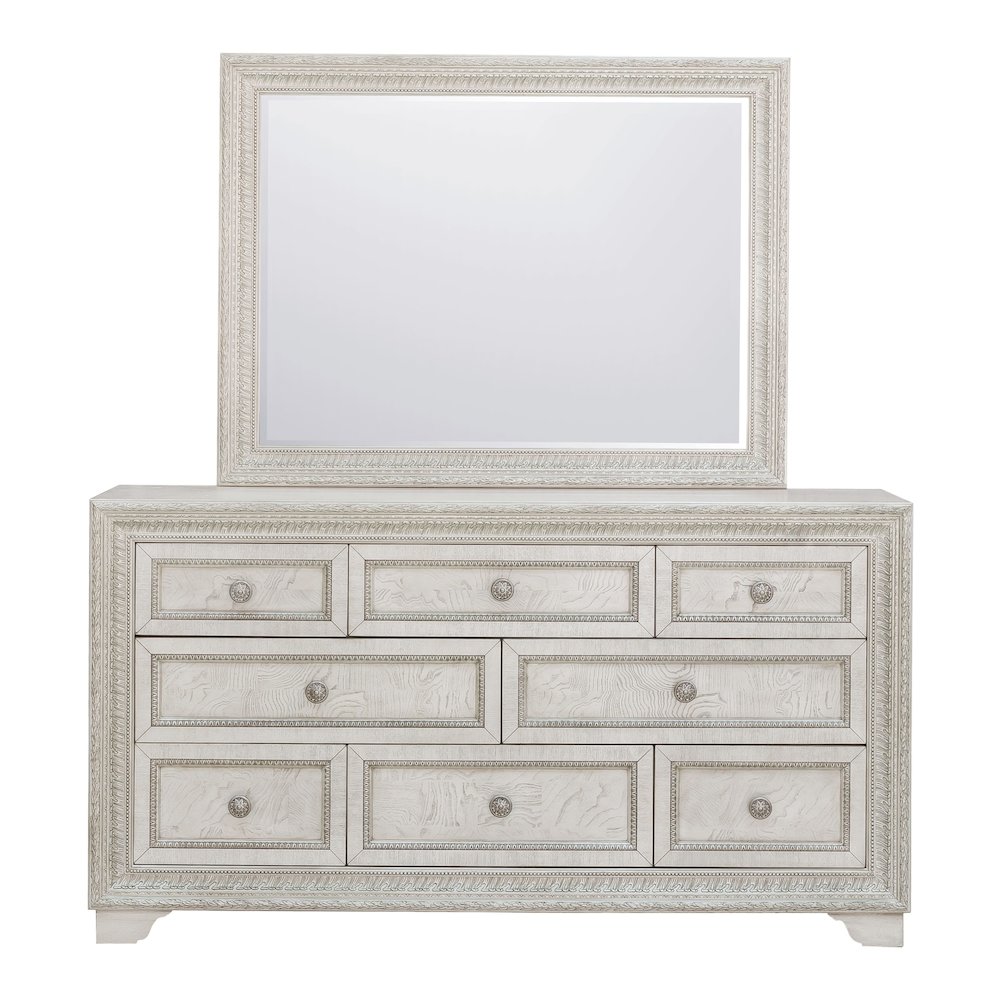 Pulaski Camila Creamy White Dresser With Mirror. Picture 3
