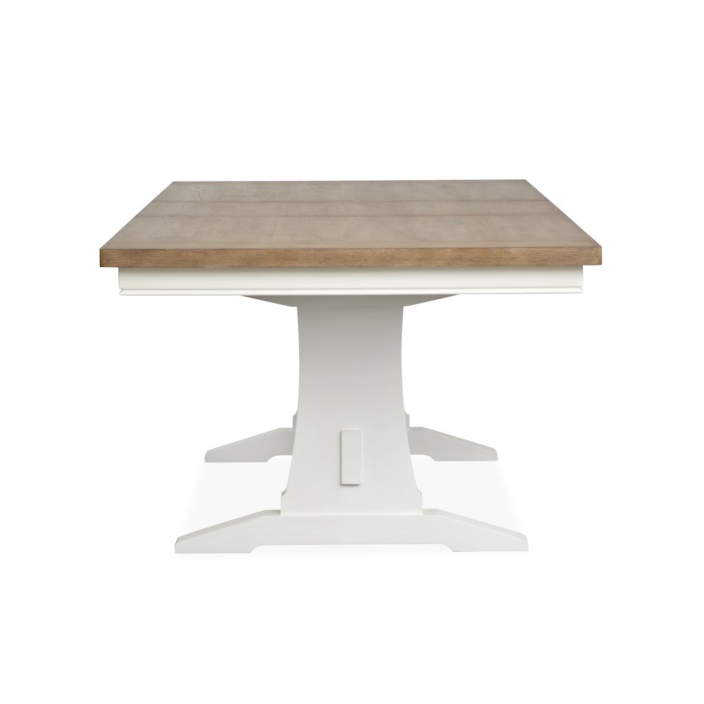 Kingston Whisper White And Cerused Nutmeg Extendable Trestle Dining Table. Picture 2