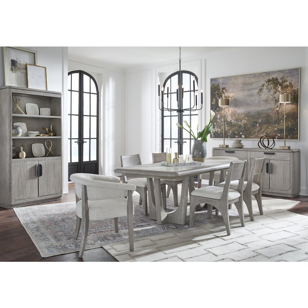 Braelyn Dorian Grey Extendable Trestle Dining Table. Picture 8