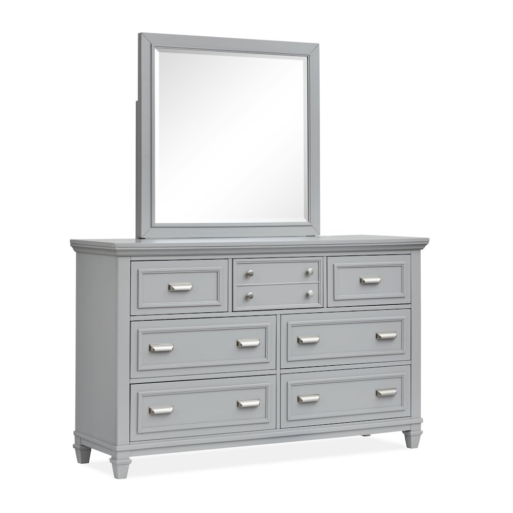 Charleston Harbor Gray Grey Drawer Dresser With Landscape Mirror. Picture 1