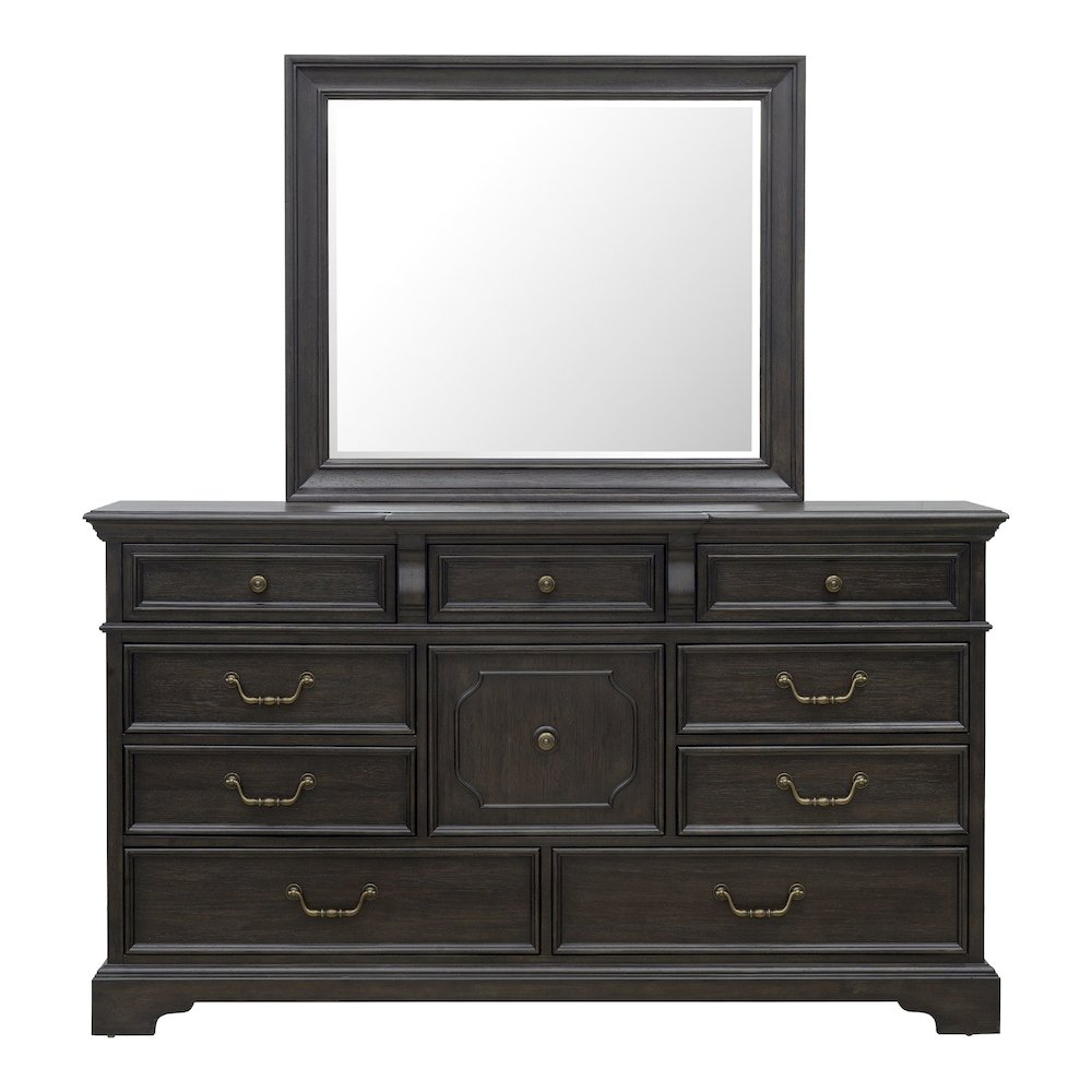 Pulaski Hickory Creek Brown Velvet 10 Drawer Dresser With Mirror. Picture 3