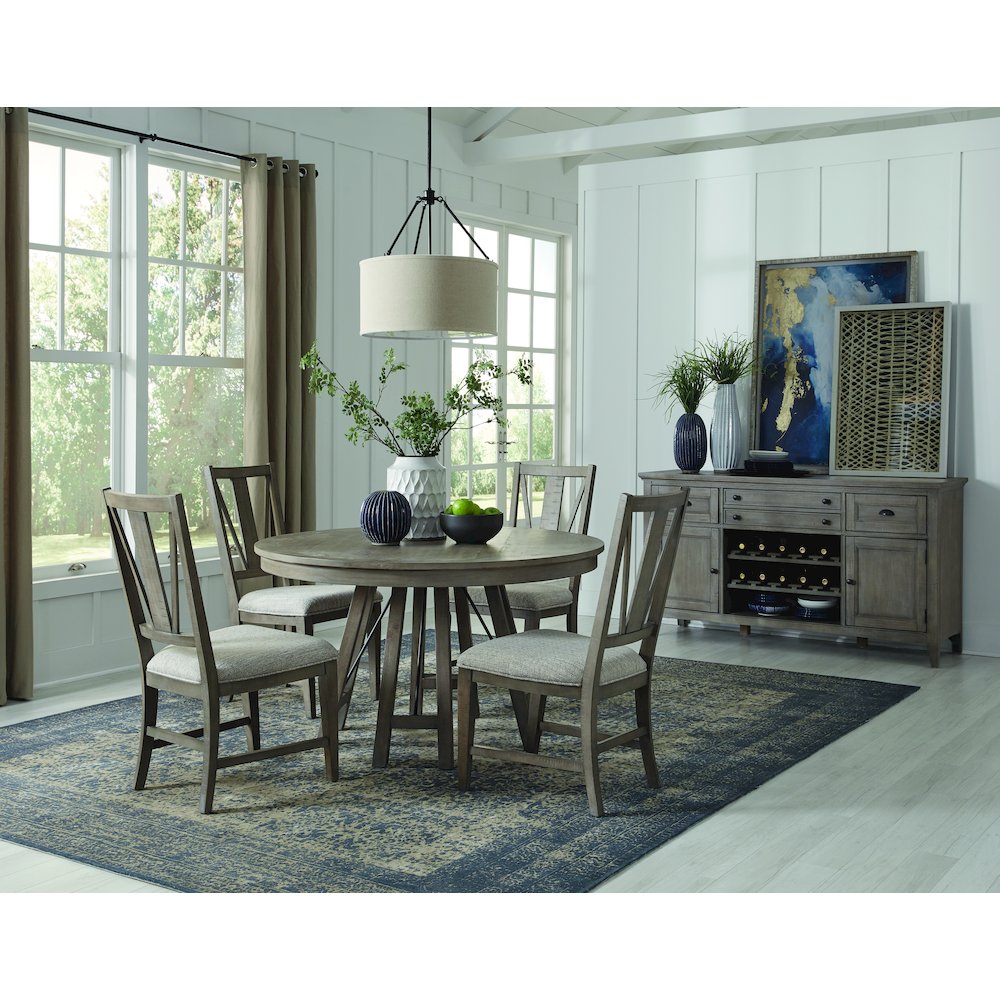Paxton Place Dovetail Grey 52" Round Dining Table. Picture 6
