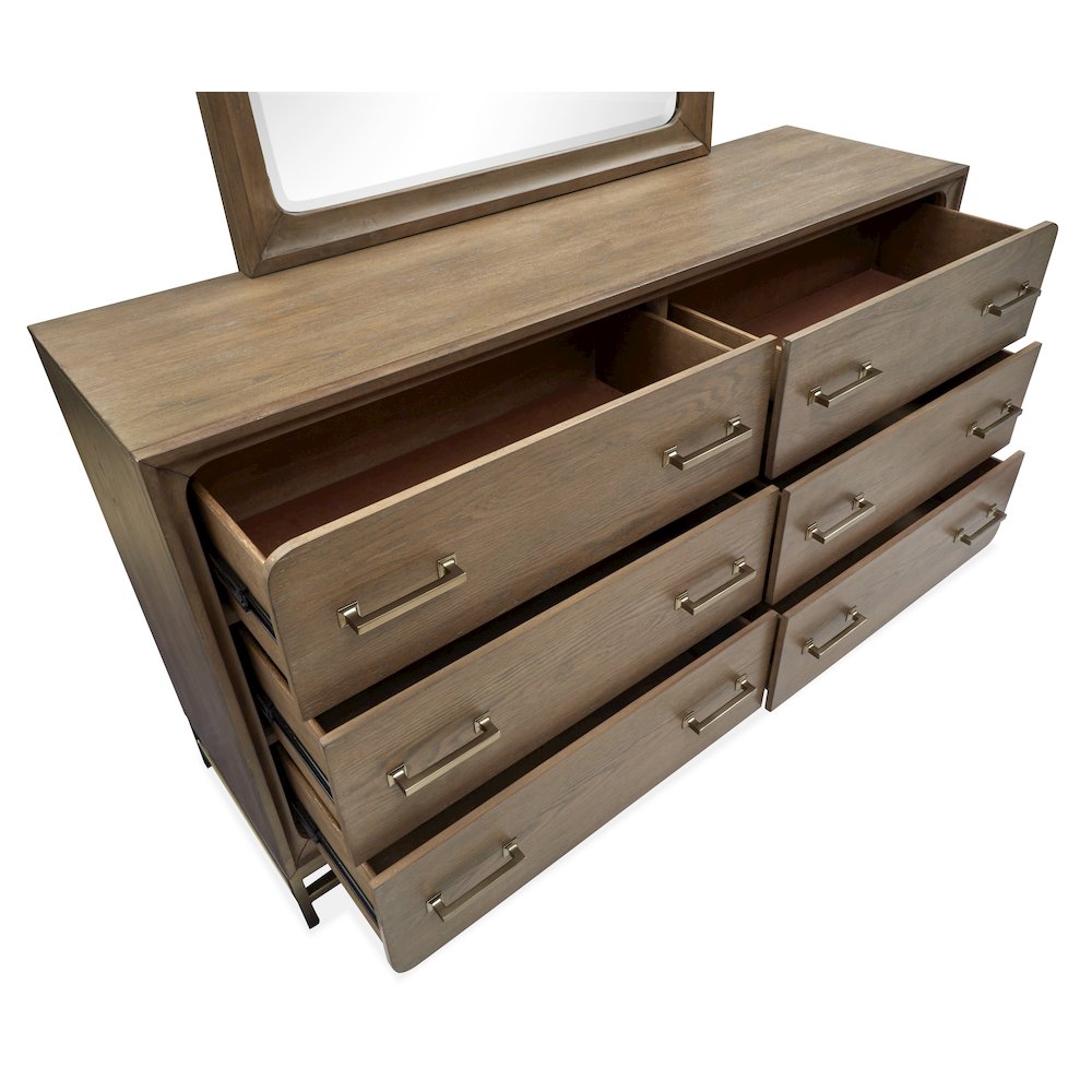 Lindon Belgian Wheat And Coffee Bean Double Drawer Dresser With Landscape Mirror. Picture 8