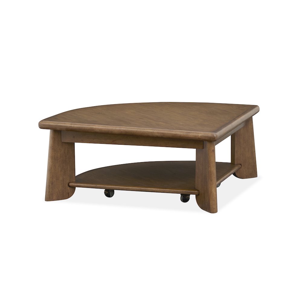 Tanner Tawny Brown Pie Shaped Lift Top Cocktail Table With Casters. Picture 2