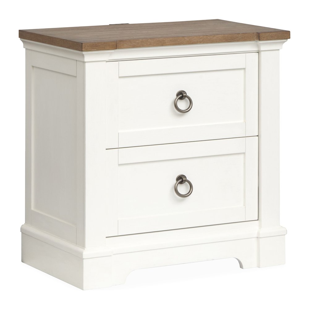 Kingston Whisper White And Cerused Nutmeg Drawer Nightstand. Picture 1