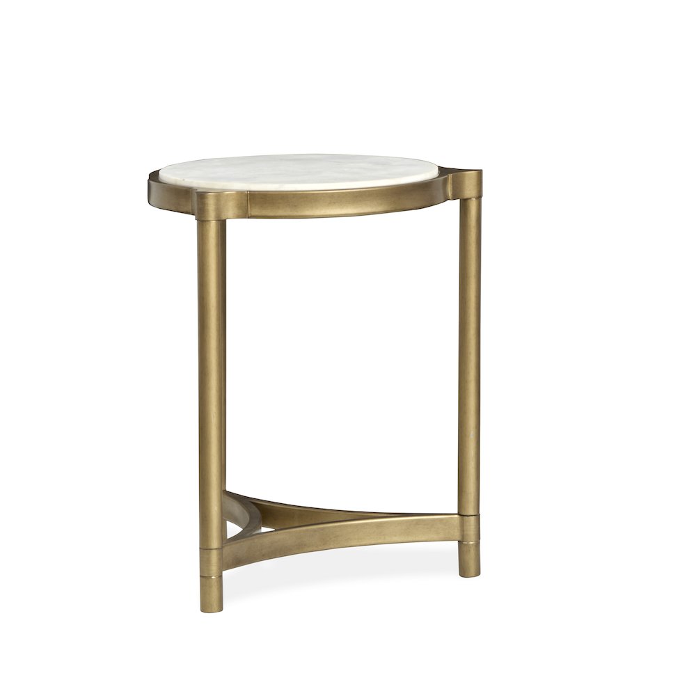 Cassidy Aged Brass And Volakas Classic Round Accent Table. Picture 6
