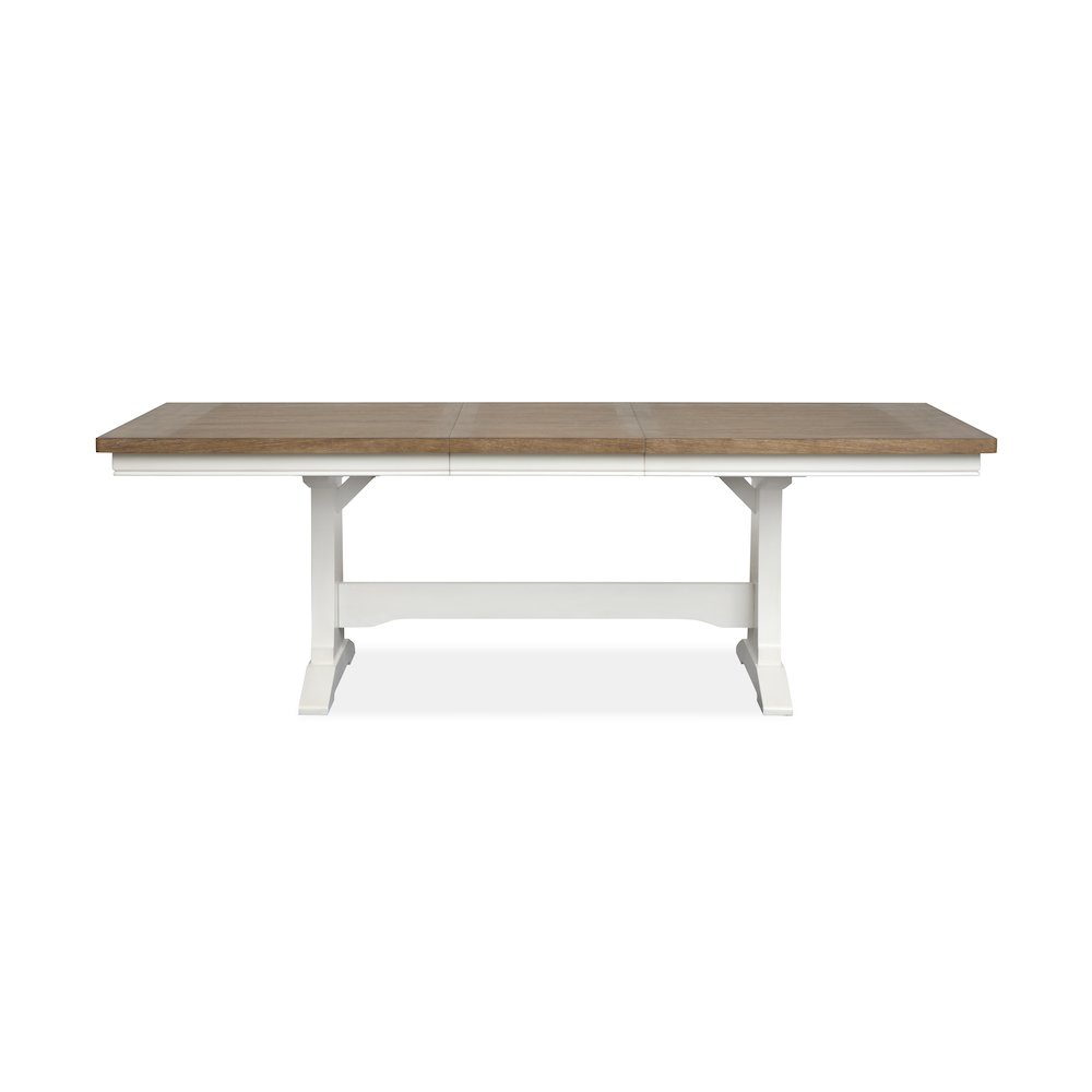Kingston Whisper White And Cerused Nutmeg Extendable Trestle Dining Table. Picture 3