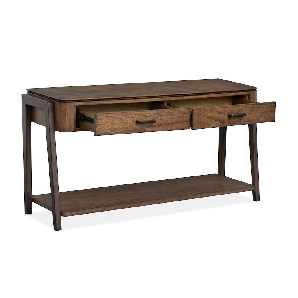 Hallie Milk Chocolate And Dark Chocolate Rectangular Sofa Table. Picture 5