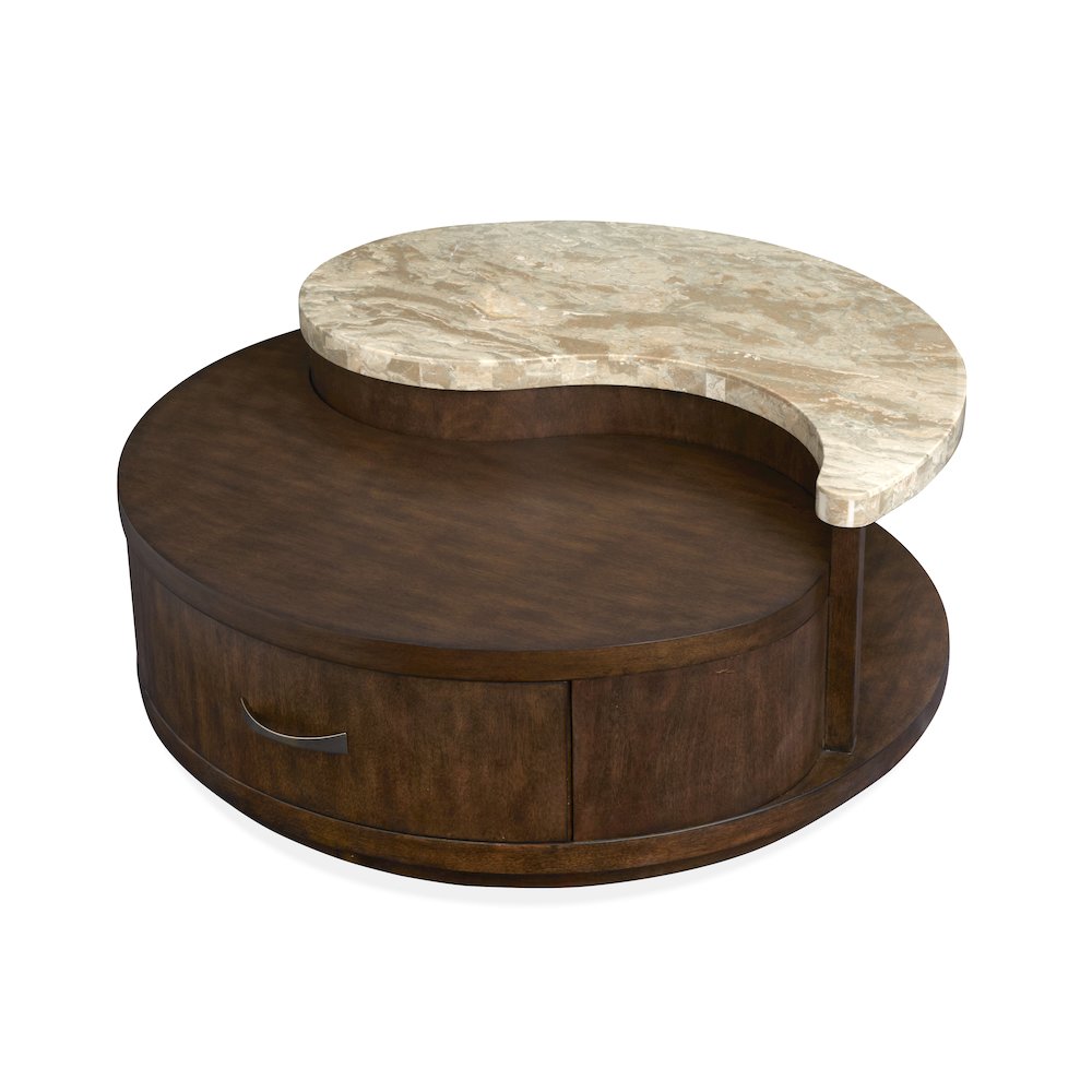 Mcpherson Burnt Umber Round Cocktail Table With Casters. Picture 7