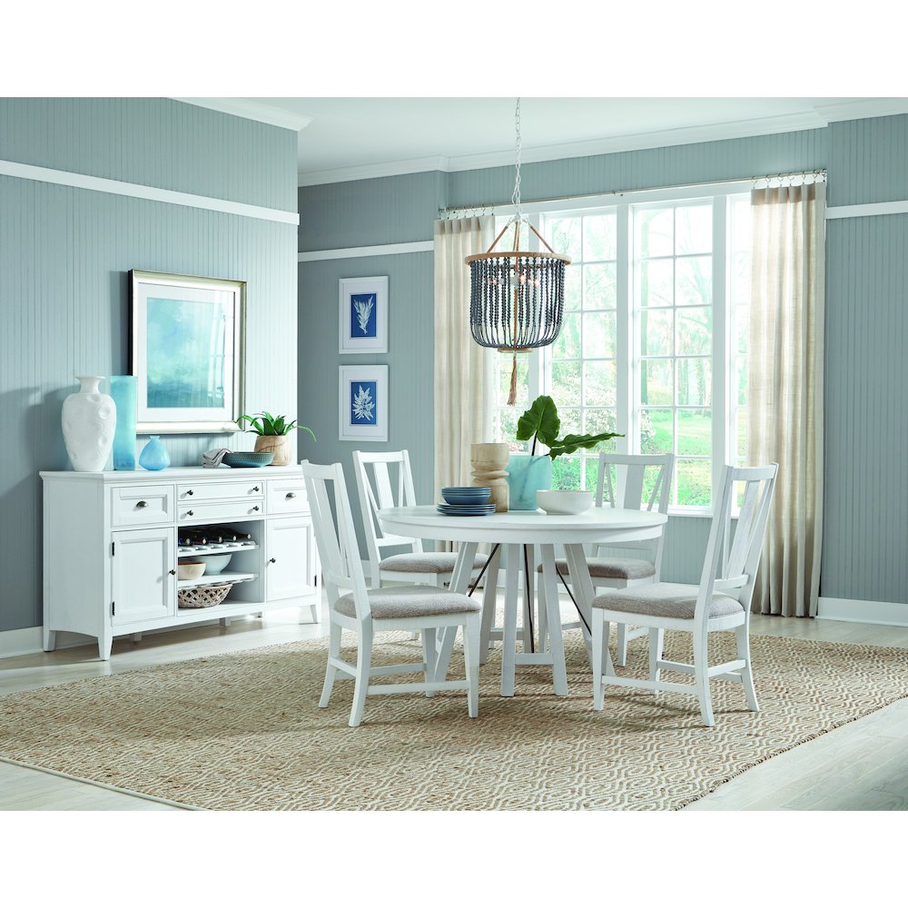 Heron Cove Chalk White And Dovetail Grey 52" Round Dining Table. Picture 6