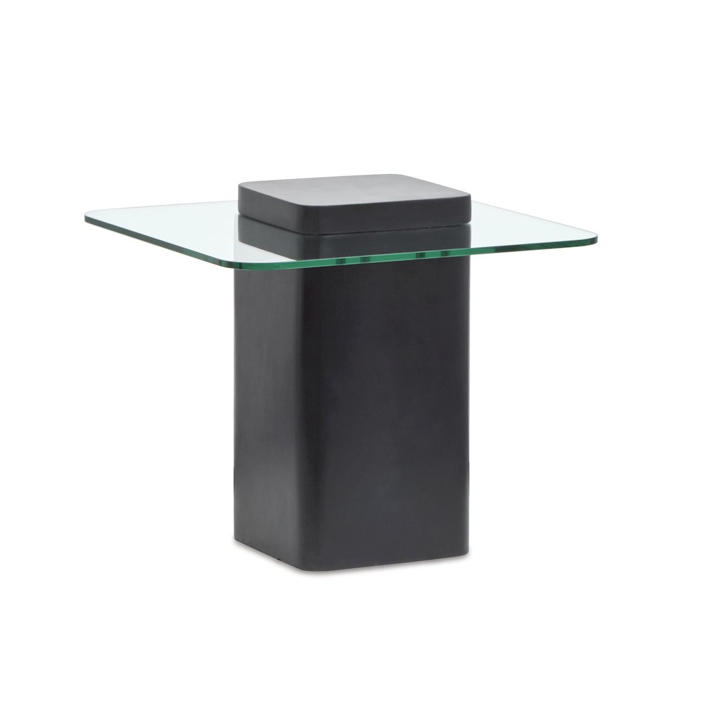 Donora Clear Glass And Obsidian Square End Table. Picture 1