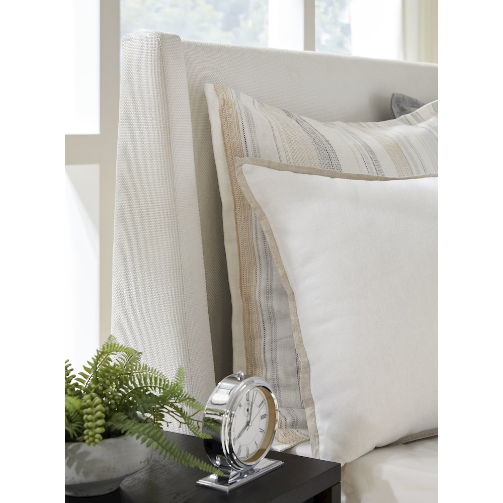 Lindon Belgian Wheat And Coffee Bean Queen White Upholstered Island Bed. Picture 4