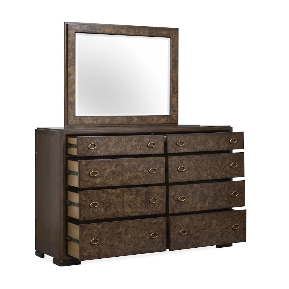 Rowan Espresso Drawer Dresser With Landscape Mirror. Picture 6
